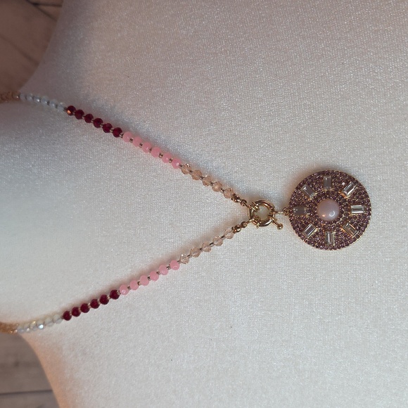Park Lane Jewelry - Park Lane Pink and Gold Radiant Necklace